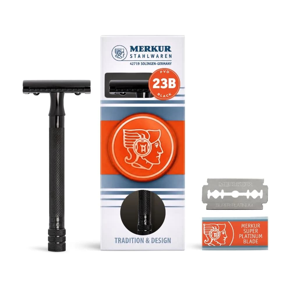 MERKUR 33C Double Edge Safety Razor, 3-Piece Design, Closed Comb, Short Handle, Bright Chrome Finish | Precision Wet Shaving — MK-23011