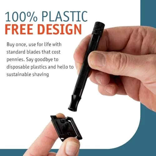 MERKUR 23B Double Edge Safety Razor - Black Long Knurled Brass Handle | German Craftsmanship, Plastic-Free thumbnail 6
