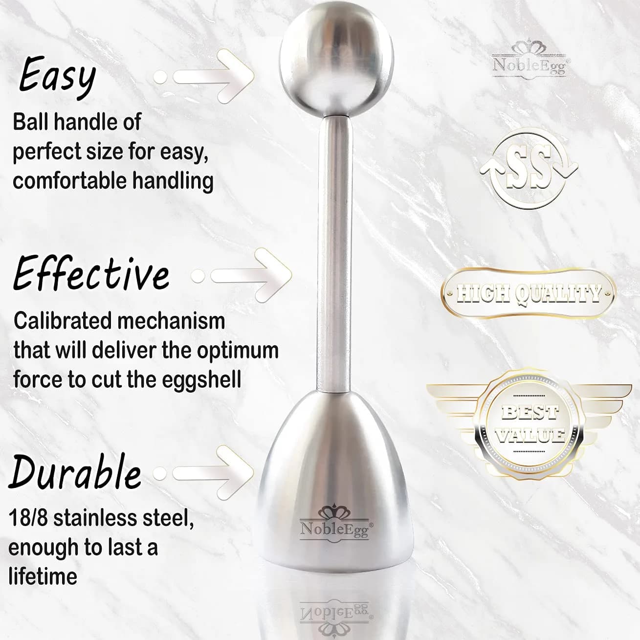 NobleEgg Egg Topper Opener Cracker Tool | Stainless Steel Soft-Boiled Egg Cutter (1-Pack) - view 6