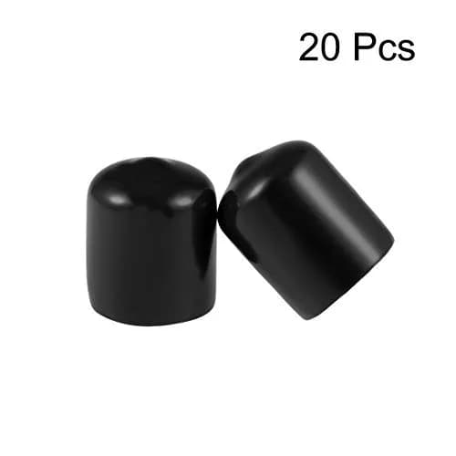 uxcell Black 20pcs Rubber End Caps 16mm ID | Protects Floors & Threads thumbnail 2
