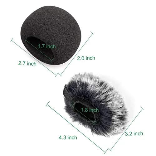 ChromLives Microphone Windscreen Combo Pack: Furry Muff + Foam Cover for Zoom H1/H1n Recorders | 2-Piece Set thumbnail 4