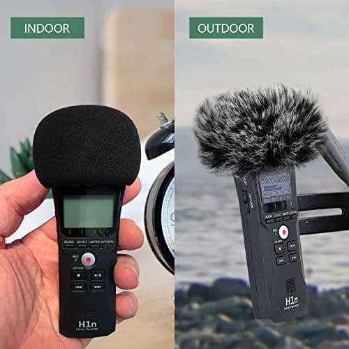 ChromLives Microphone Windscreen Combo Pack: Furry Muff + Foam Cover for Zoom H1/H1n Recorders | 2-Piece Set thumbnail 6