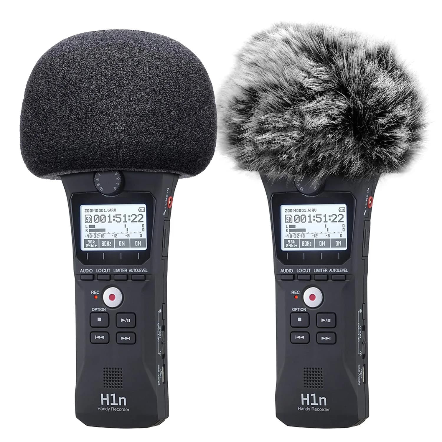 ChromLives Microphone Windscreen Combo Pack: Furry Muff + Foam Cover for Zoom H1/H1n Recorders | 2-Piece Set - view 2