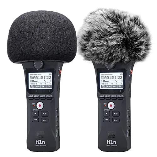 ChromLives Microphone Windscreen Combo Pack: Furry Muff + Foam Cover for Zoom H1/H1n Recorders | 2-Piece Set thumbnail 2