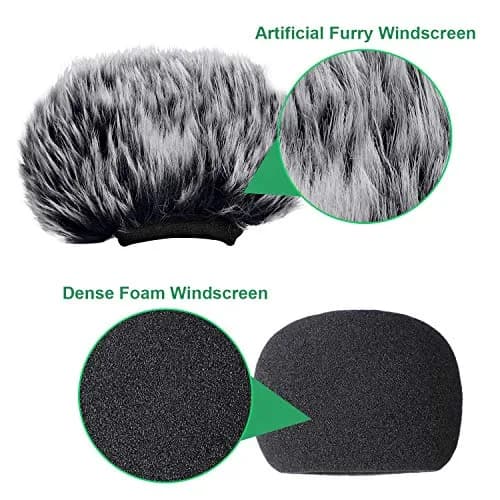 ChromLives Microphone Windscreen Combo Pack: Furry Muff + Foam Cover for Zoom H1/H1n Recorders | 2-Piece Set thumbnail 3