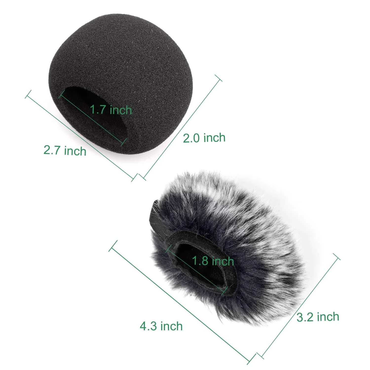 ChromLives Microphone Windscreen Combo Pack: Furry Muff + Foam Cover for Zoom H1/H1n Recorders | 2-Piece Set - view 4