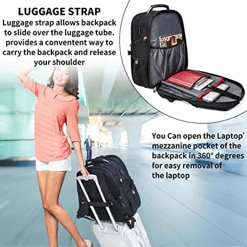SHRRADOO Extra Large Travel Laptop Backpack for Men, Work College Backpacks | 50L Capacity, Fits 17 Inch Laptops thumbnail 6