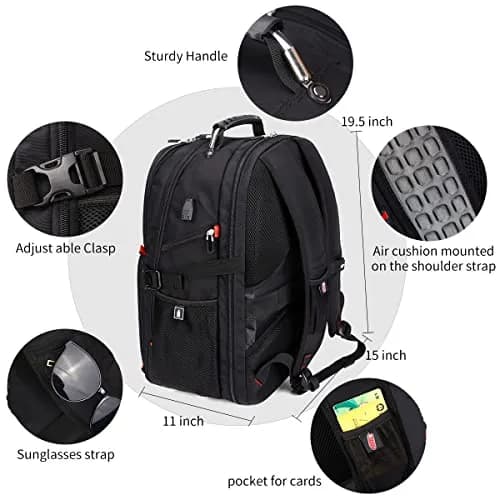 SHRRADOO Extra Large Travel Laptop Backpack for Men, Work College Backpacks | 50L Capacity, Fits 17 Inch Laptops thumbnail 4