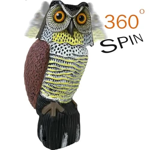 GiftExpress 16" Large Owl Decoy with Rotating Head | Realistic Garden Bird & Squirrel Deterrent for Outdoor Yard & Garden Protection thumbnail 2