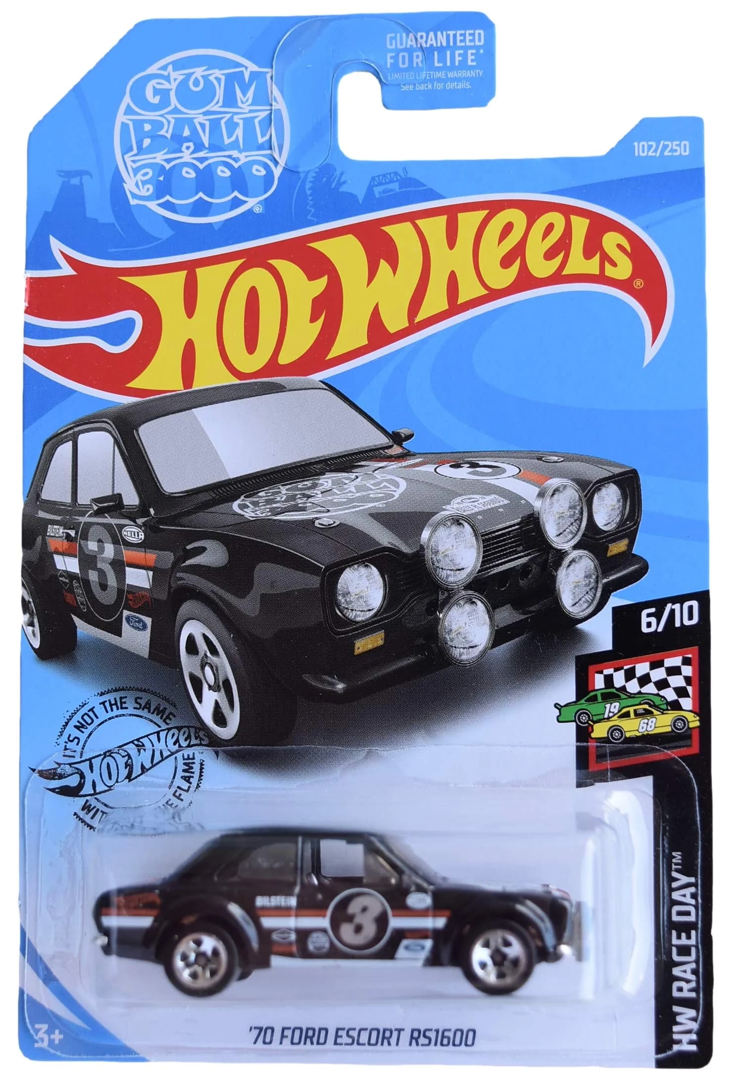 Mattel Hot Wheels Race Day Series 6/10 '70 Ford Escort RS1600 1:64 Scale | Die-Cast Collectible in Black — Black