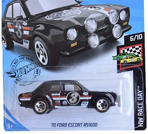 Mattel Hot Wheels Race Day Series 6/10 '70 Ford Escort RS1600 1:64 Scale | Die-Cast Collectible in Black thumbnail 2