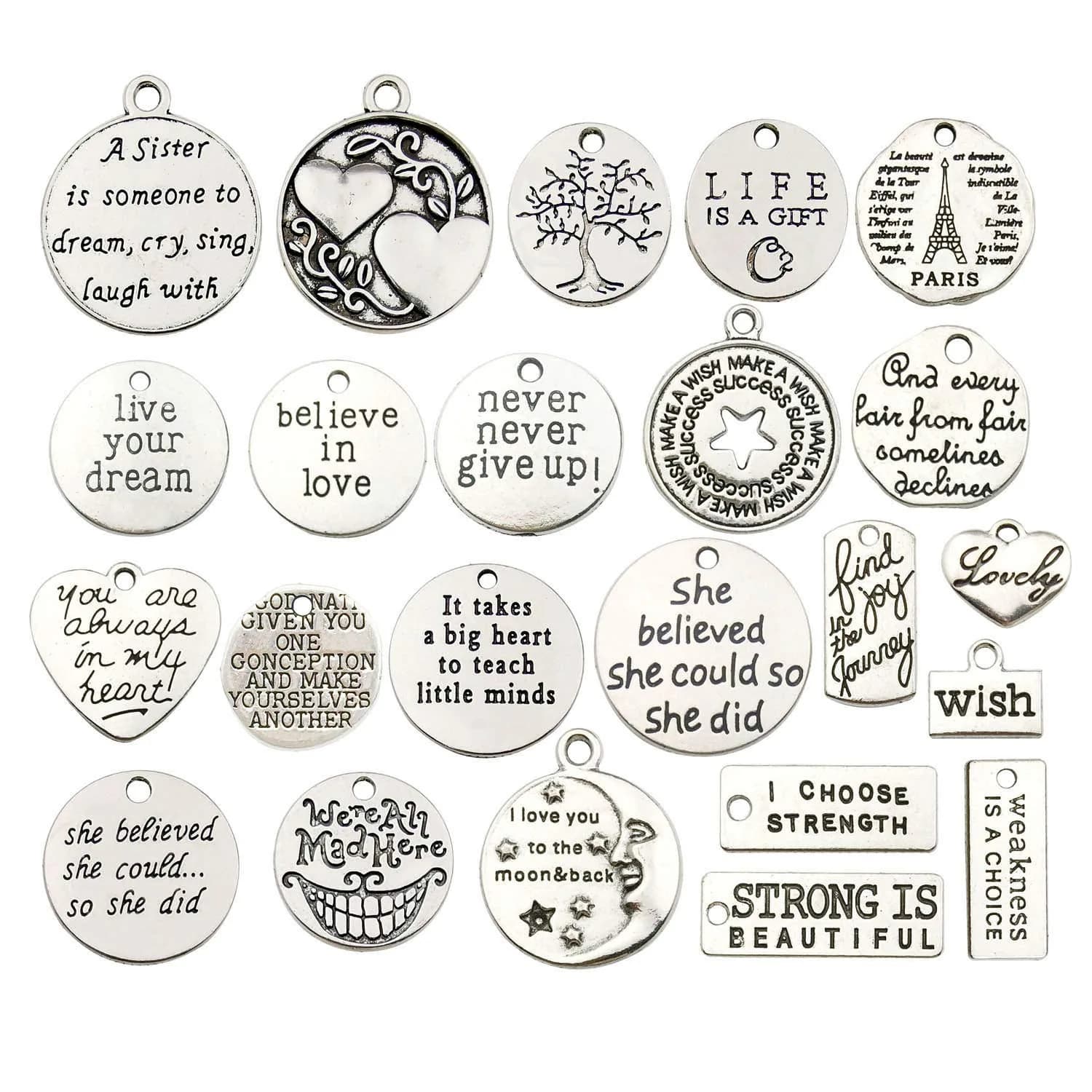 WOCRAFT Charm 7-30mm | Inspirational Message Beads for Jewelry Crafting - main product image