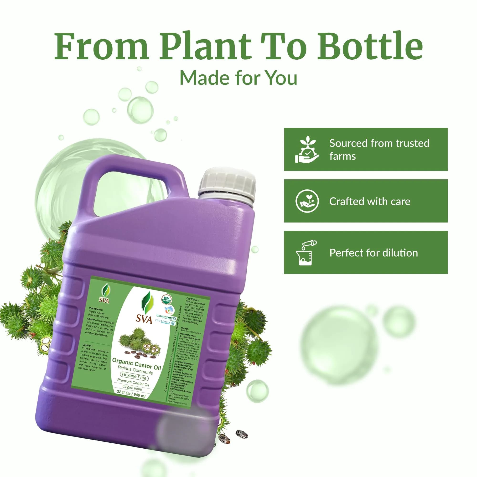 SVA Organics Castor Seed Carrier Oil, 32 Ounce (Pack of 1) - view 4