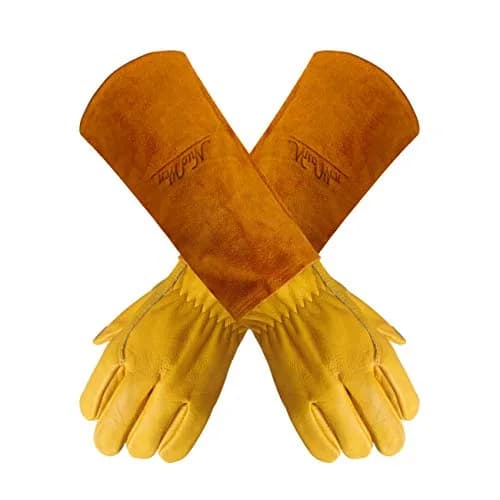 Nuo Wen Heavy Duty Long Leather Garden Gloves Medium | Thorn and Cut Proof Work Gloves thumbnail 1