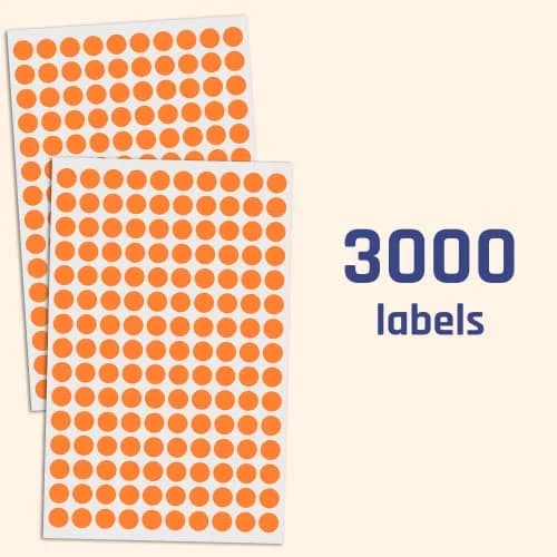 TownStix Orange 3000 Pack Label | 0.375" Round Dot Stickers for Office & School thumbnail 4