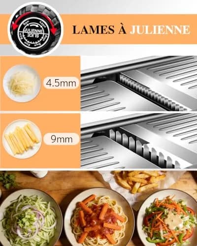 MASTERTOP Adjustable Mandoline Food Slicer, Stainless Steel Vegetable Cutter with 5 Blades | Safe Kitchen Tool for Salads & Chips thumbnail 4