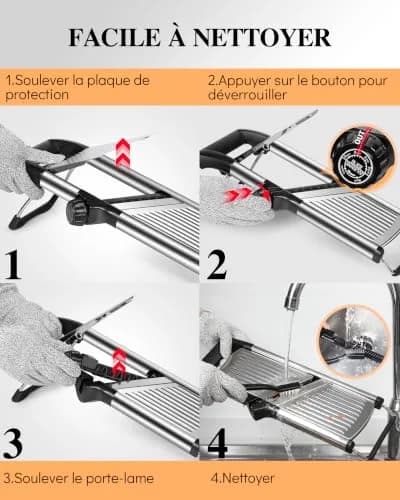MASTERTOP Adjustable Mandoline Food Slicer, Stainless Steel Vegetable Cutter with 5 Blades | Safe Kitchen Tool for Salads & Chips thumbnail 6