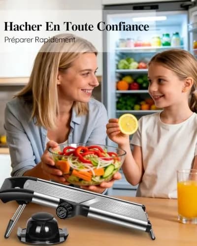 MASTERTOP Adjustable Mandoline Food Slicer, Stainless Steel Vegetable Cutter with 5 Blades | Safe Kitchen Tool for Salads & Chips thumbnail 8