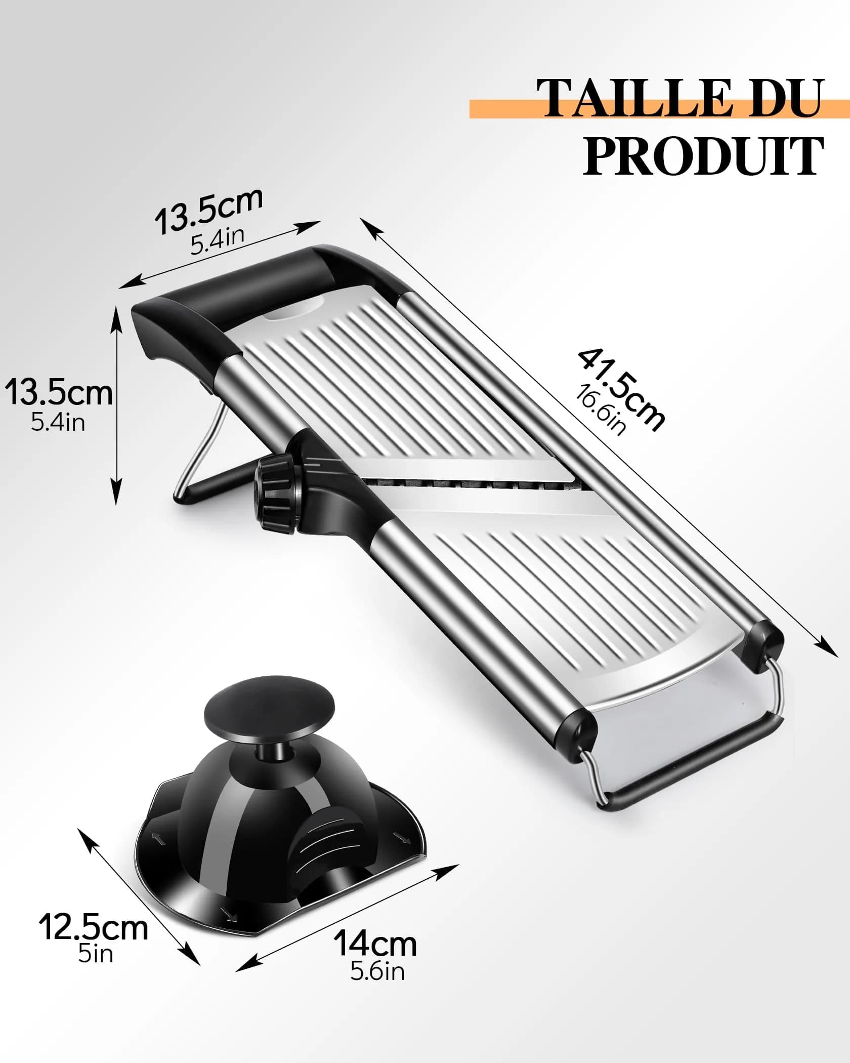 MASTERTOP Adjustable Mandoline Food Slicer, Stainless Steel Vegetable Cutter with 5 Blades | Safe Kitchen Tool for Salads & Chips - view 2