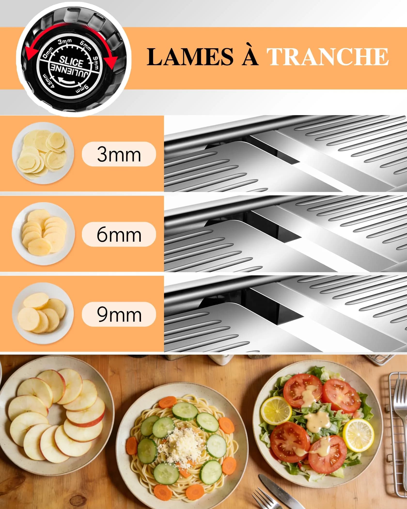MASTERTOP Adjustable Mandoline Food Slicer, Stainless Steel Vegetable Cutter with 5 Blades | Safe Kitchen Tool for Salads & Chips - view 3