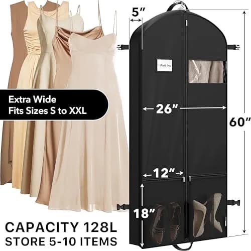 Simple Houseware 60" Travel Garment Bag with Pockets | Heavy Duty 300D Polyester, Foldable & Breathable, 26"W x 60"H thumbnail 2