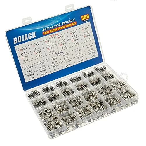 BOJACK Fast-Blow Glass Fuse Assortment Kit 360 pcs (5x20mm & 6x30mm) | 250V Cartridge Fuses thumbnail 2