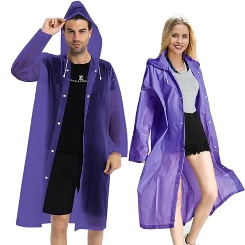 COOY Rain Coats (2 Pack) - Reusable EVA Rain Ponchos for Adults, Waterproof & Foldable, One Size thumbnail 1