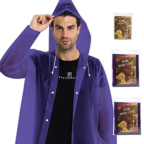 COOY Rain Coats (2 Pack) - Reusable EVA Rain Ponchos for Adults, Waterproof & Foldable, One Size thumbnail 4