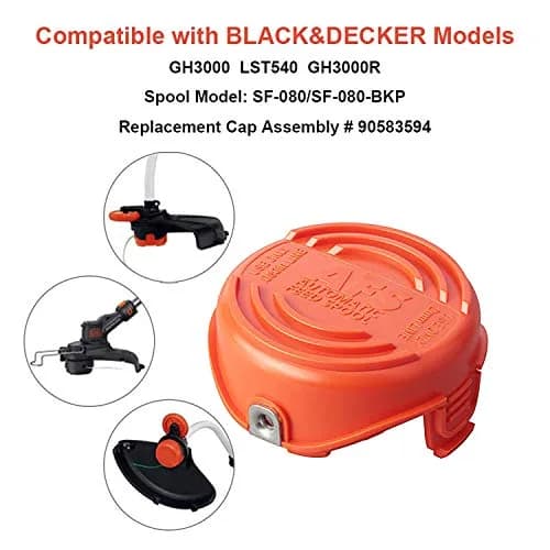 THTEN SF-080 Spool Cap Covers for Black+Decker GH3000 LST540 Weed Eater | 2-Pack, 0.080-inch Line thumbnail 4