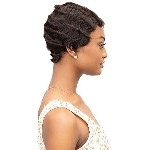 Janet Collection Mommy Parting Wig 100% Human Hair Off Black Short | Heat Resistant, Natural thumbnail 6