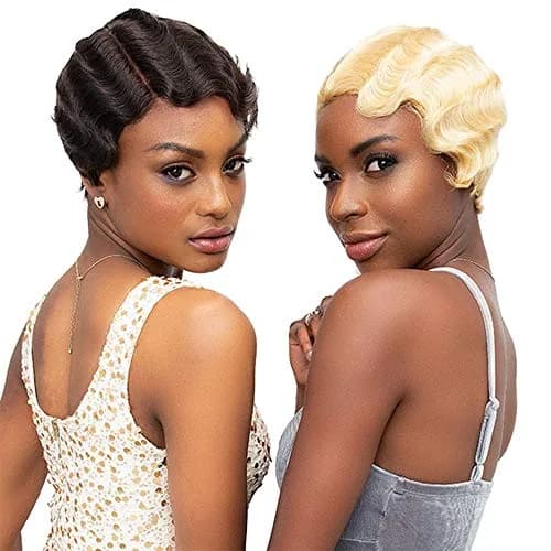 Janet Collection Mommy Parting Wig 100% Human Hair Off Black Short | Heat Resistant, Natural thumbnail 4