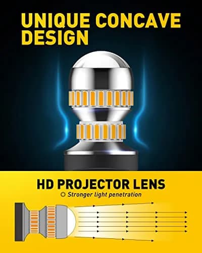 AUXITO 3157 LED Turn Signal Bulbs Amber Yellow 2-Pack | Brighter Than Stock Halogen for Front/Rear Blinker & DRL thumbnail 4