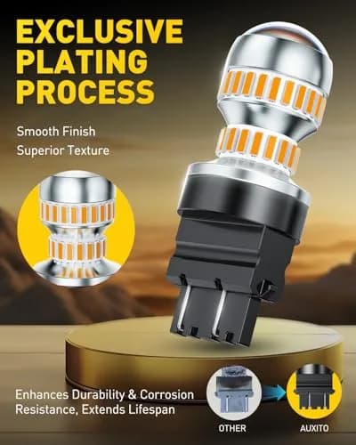 AUXITO 3157 LED Turn Signal Bulbs Amber Yellow 2-Pack | Brighter Than Stock Halogen for Front/Rear Blinker & DRL thumbnail 5