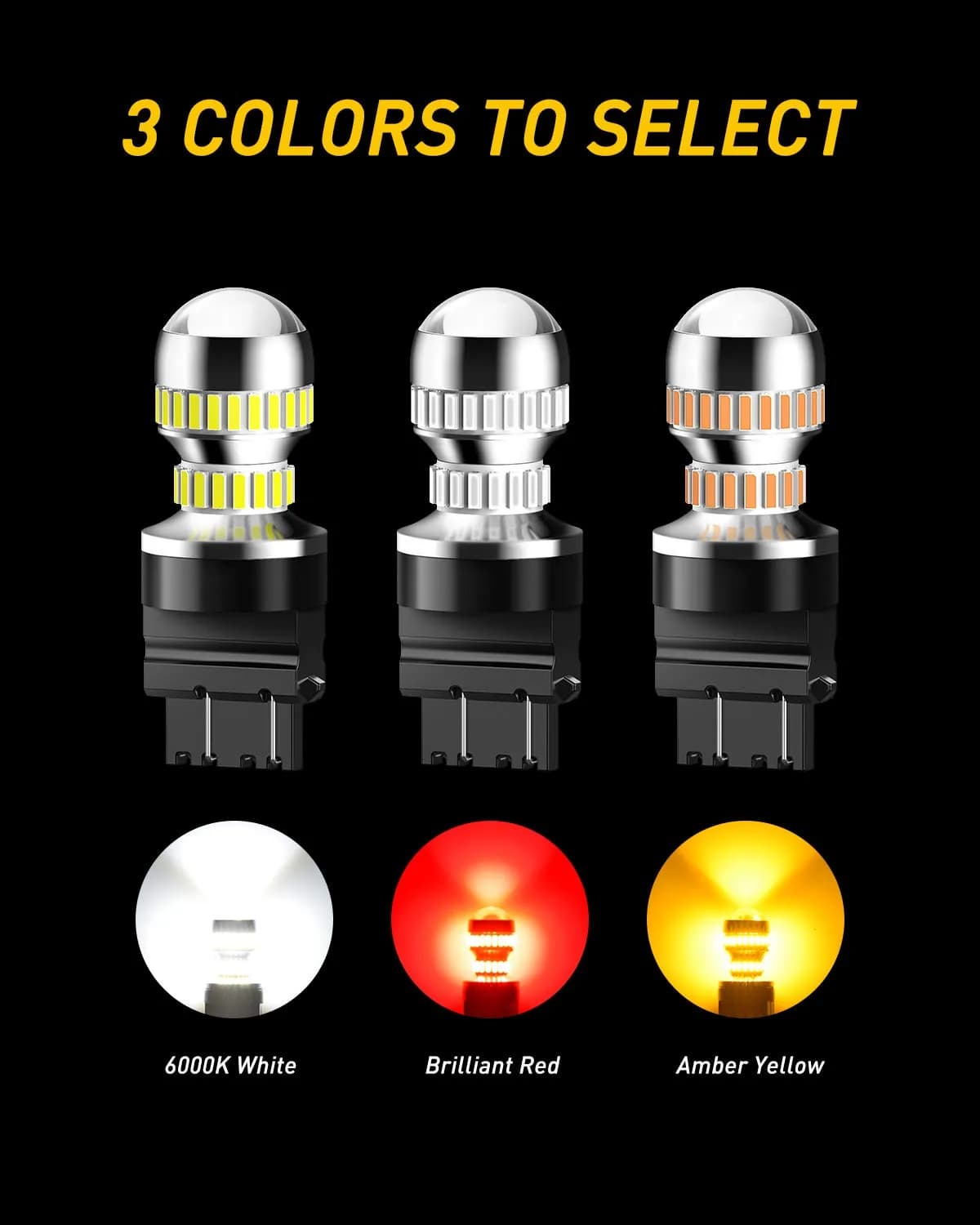 AUXITO 3157 LED Turn Signal Bulbs Amber Yellow 2-Pack | Brighter Than Stock Halogen for Front/Rear Blinker & DRL - view 9