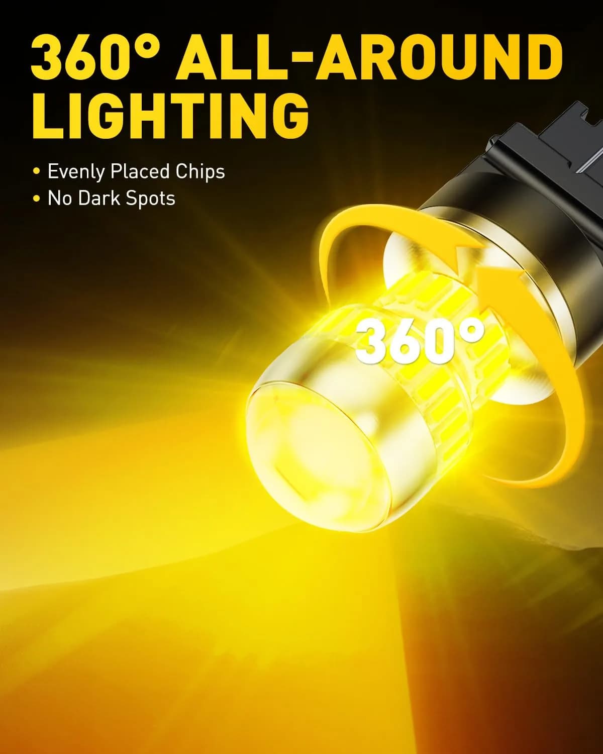 AUXITO 3157 LED Turn Signal Bulbs Amber Yellow 2-Pack | Brighter Than Stock Halogen for Front/Rear Blinker & DRL - view 2