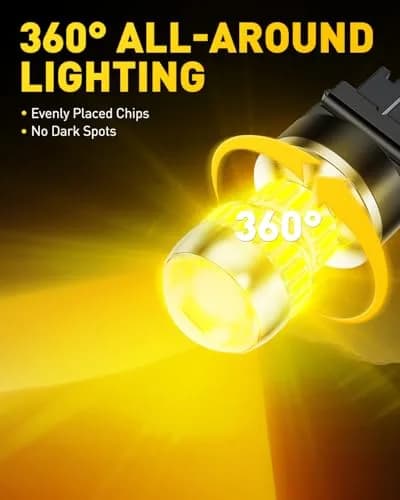 AUXITO 3157 LED Turn Signal Bulbs Amber Yellow 2-Pack | Brighter Than Stock Halogen for Front/Rear Blinker & DRL thumbnail 2
