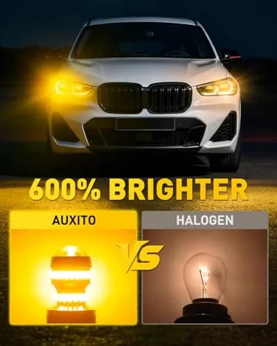 AUXITO 3157 LED Turn Signal Bulbs Amber Yellow 2-Pack | Brighter Than Stock Halogen for Front/Rear Blinker & DRL thumbnail 3