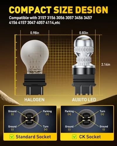 AUXITO Red LED Brake Tail Light Bulbs 3157/3156 5.5W (2-Pack) | Brilliant Red for Tail, Stop, Signal Lights thumbnail 6