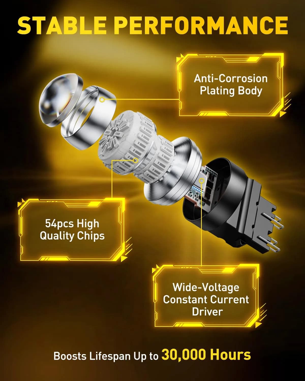 AUXITO Red LED Brake Tail Light Bulbs 3157/3156 5.5W (2-Pack) | Brilliant Red for Tail, Stop, Signal Lights - view 7