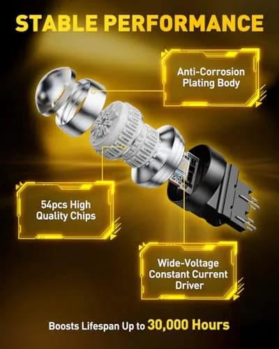 AUXITO Red LED Brake Tail Light Bulbs 3157/3156 5.5W (2-Pack) | Brilliant Red for Tail, Stop, Signal Lights thumbnail 7