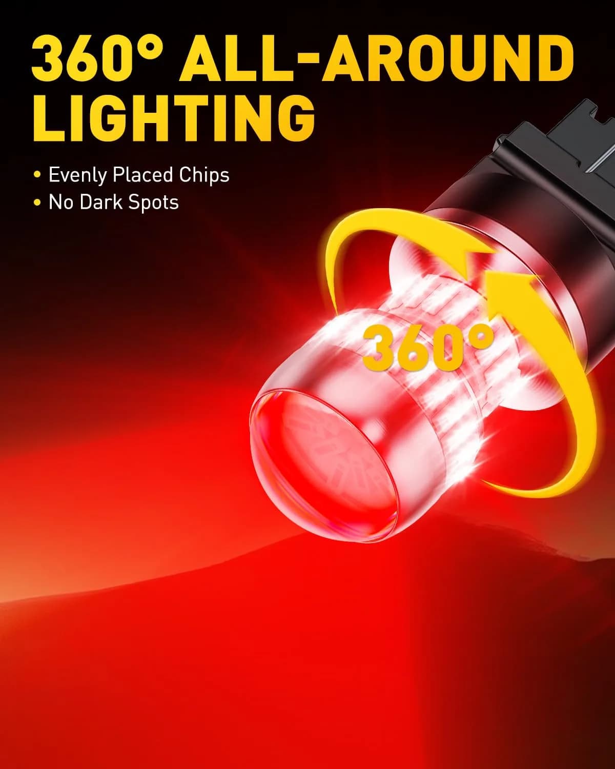 AUXITO Red LED Brake Tail Light Bulbs 3157/3156 5.5W (2-Pack) | Brilliant Red for Tail, Stop, Signal Lights - view 2