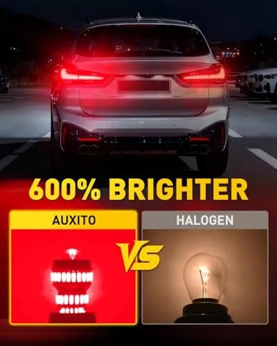AUXITO Red LED Brake Tail Light Bulbs 3157/3156 5.5W (2-Pack) | Brilliant Red for Tail, Stop, Signal Lights thumbnail 3