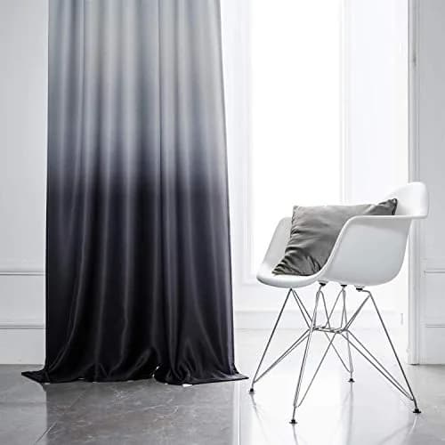 SimpleHome Ombre Gradient Black White to Gray Curtains for Bedroom,52Wx84L | Modern Room Darkening Drapes with Grommets thumbnail 3