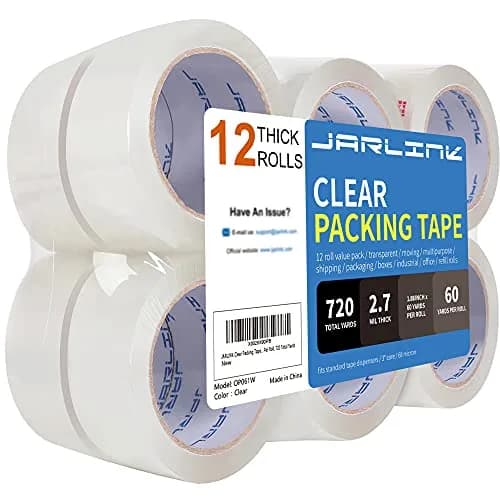 JARLINK Clear Packing Tape 12 Rolls | 2.7mil Thick, 60 yd/Roll | Heavy Duty Packaging Tape for Shipping & Sealing thumbnail 1