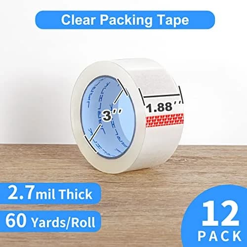 JARLINK Clear Packing Tape 12 Rolls | 2.7mil Thick, 60 yd/Roll | Heavy Duty Packaging Tape for Shipping & Sealing thumbnail 2
