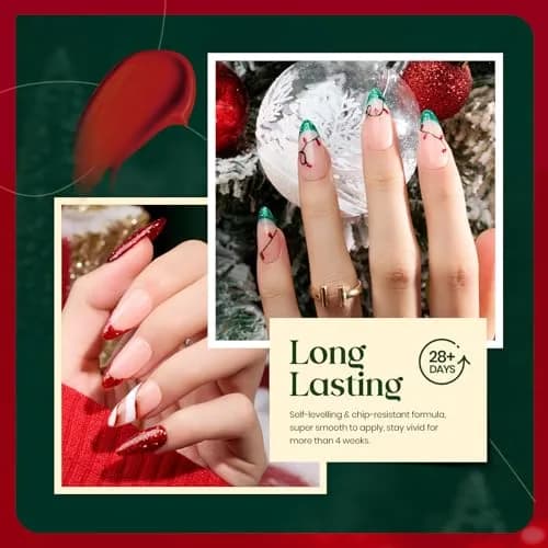 Beetles Gel Nail Polish Set, 6 Colors Red Sparkle Green Glitter Gold Silver Gel | 10-Free, Long-Lasting, UV/LED Cured thumbnail 4