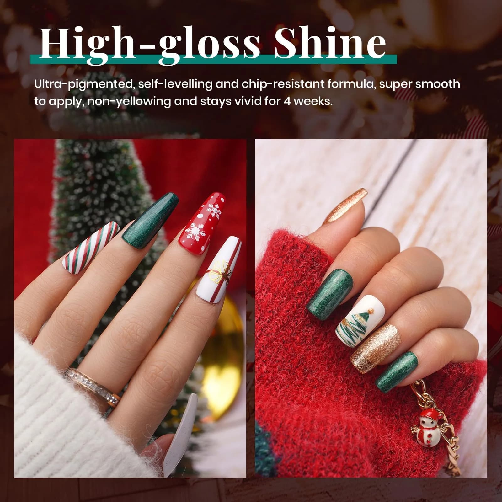Beetles Gel Nail Polish Set, 6 Colors Red Sparkle Green Glitter Gold Silver Gel | 10-Free, Long-Lasting, UV/LED Cured - view 6