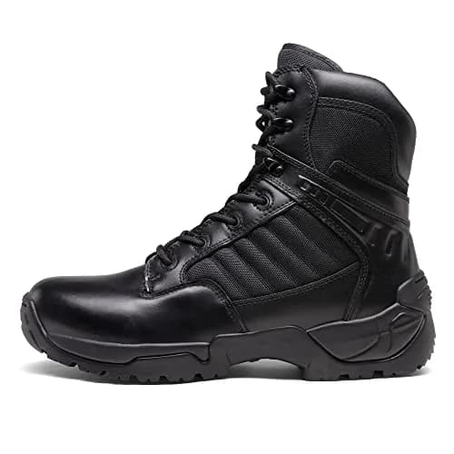 NORTIV 8 Men's Black Side Zipper Tactical Work Boots 9 US (42 EU) | Genuine Leather Ankle-High Protection thumbnail 5
