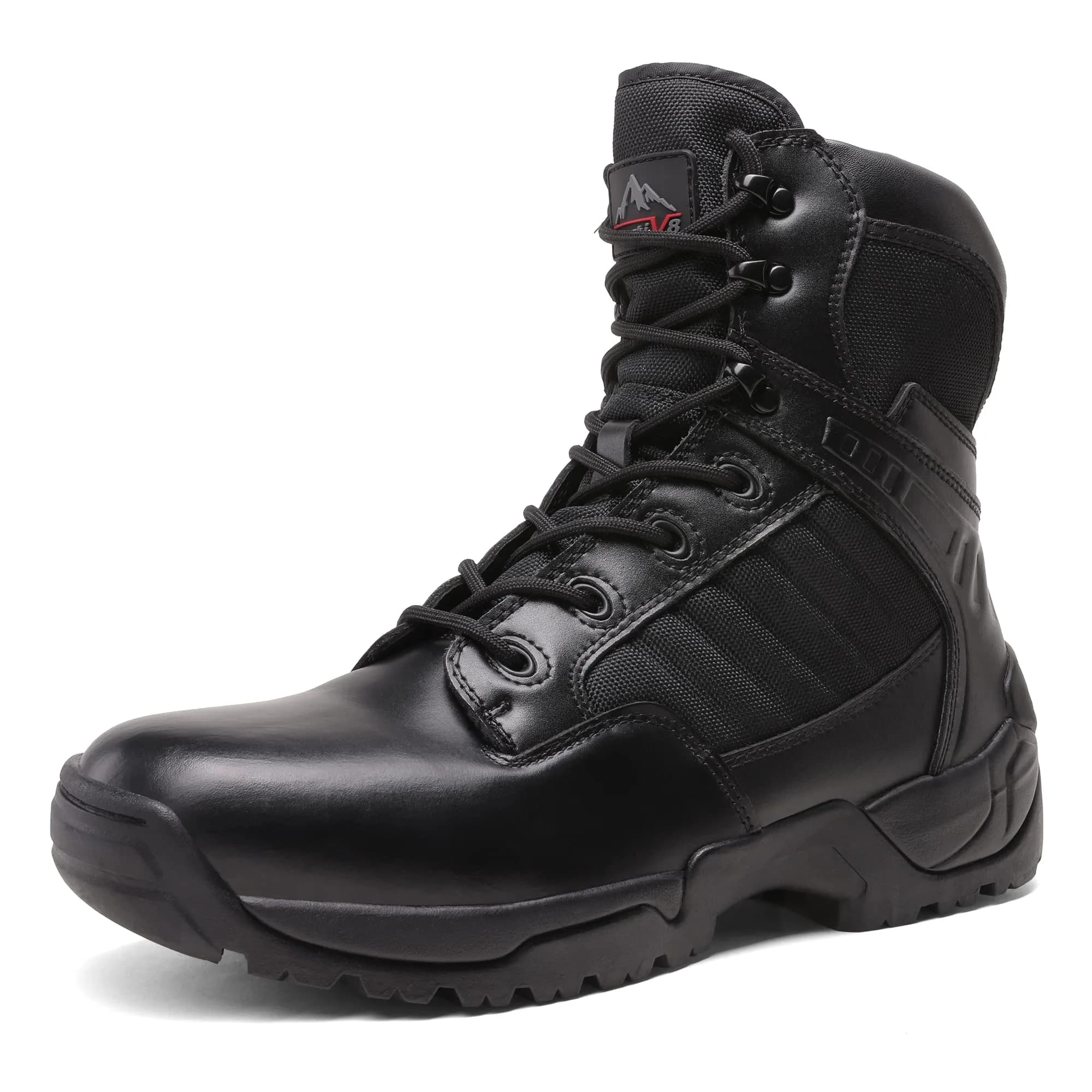 NORTIV 8 Men's Black Tactical Work Boots with Side Zipper, 8 US (26.1 cm) — Black