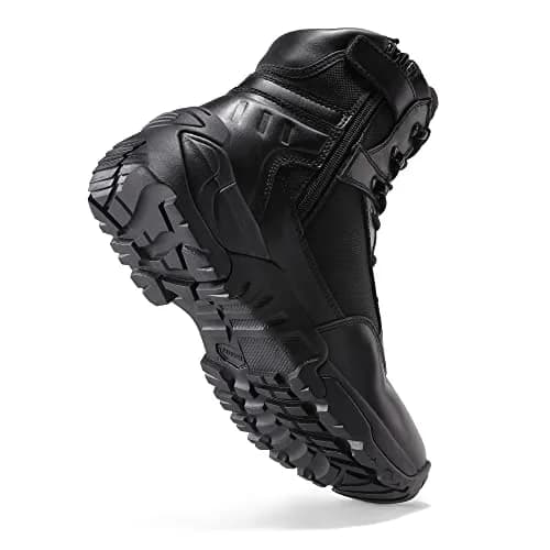 NORTIV 8 Men's Black Tactical Work Boots with Side Zipper, 8 US (26.1 cm) thumbnail 4